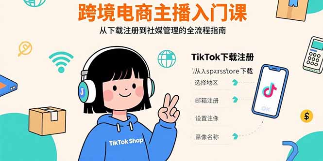 （15708期）跨境电商主播入门课，TikTok下载注册，支付工具配置，社媒账号管理全流程_豪客资源创业项目网-豪客资源_豪客资源库