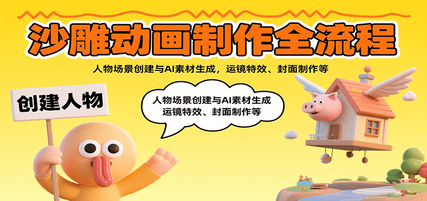 沙雕动画制作全流程：人物场景创建与AI素材生成，运镜特效、封面制作等_豪客资源创业网-豪客资源_豪客资源库