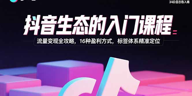 （15856期）抖音生态的入门课程：流量变现全攻略，16种盈利方式，标签体系精准定位_豪客资源创业项目网-豪客资源_豪客资源库