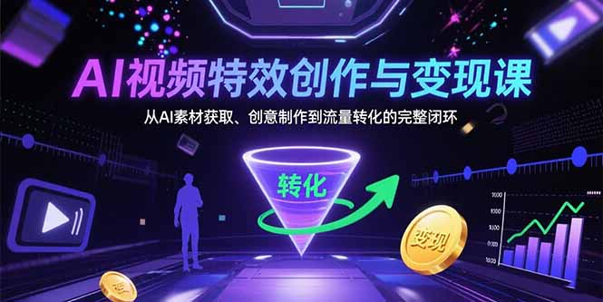 （15587期）AI视频特效创作与变现课：从AI素材获取、创意制作到流量转化的完整闭环_豪客资源创业项目网-豪客资源_豪客资源库
