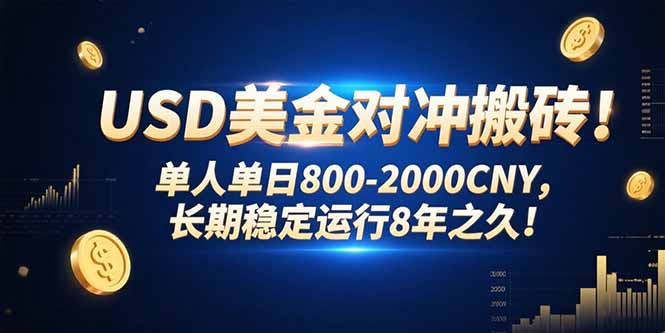（15551期）USD美金对冲搬砖!单人单日800-2000CNY，长期稳定运行8年之久!_豪客资源创业项目网-豪客资源_豪客资源库