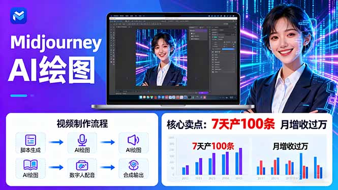 （16049期）AI绘图照片开口说话视频制作：Midjourney+数字人，7天产100条月增收过万_豪客资源创业项目网-豪客资源_豪客资源库
