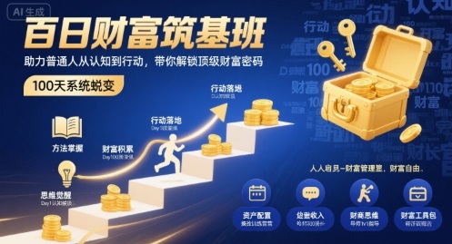 百日财富筑基班，助力普通人从认知到行动，带你解锁顶级财富密码——豪客资源创业项目网-豪客资源_豪客资源库