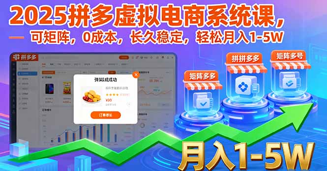 （16088期）2025拼多多虚拟电商系统课，可矩阵，0成本，长久稳定，轻松月入1-5W_豪客资源创业项目网-豪客资源_豪客资源库
