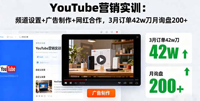 （16107期）YouTube营销实训：频道设置+广告制作+网红合作，3月订单42w刀月询盘200+_豪客资源创业项目网-豪客资源_豪客资源库