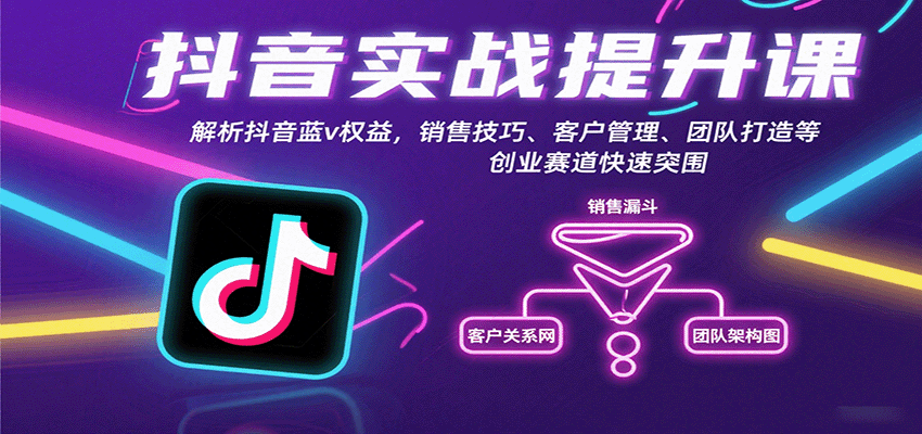 抖音实战提升课：解析抖音蓝v权益，销售技巧、客户管理、团队打造等创业赛道快速突围_豪客资源创业网-豪客资源_豪客资源库