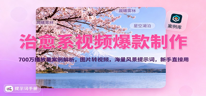 治愈系视频爆款制作，700万播放量案例解析，图片转视频，海量风景提示词，新手直接用_豪客资源创业网-豪客资源_豪客资源库