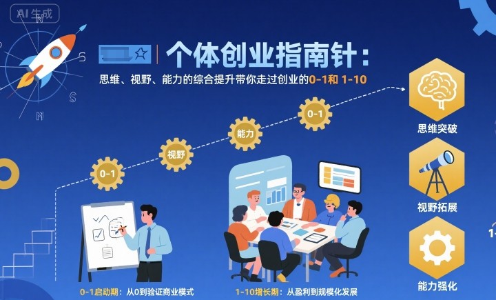 个体创业指南针，思维、视野、能力的综合提升带你走过创业的0-1和1-10【音频】——豪客资源创业项目网-豪客资源_豪客资源库