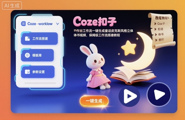 Coze扣子工作流一键生成童话皮克斯风格立体书视频，保姆级工作流搭建教程——豪客资源创业项目网-豪客资源_豪客资源库