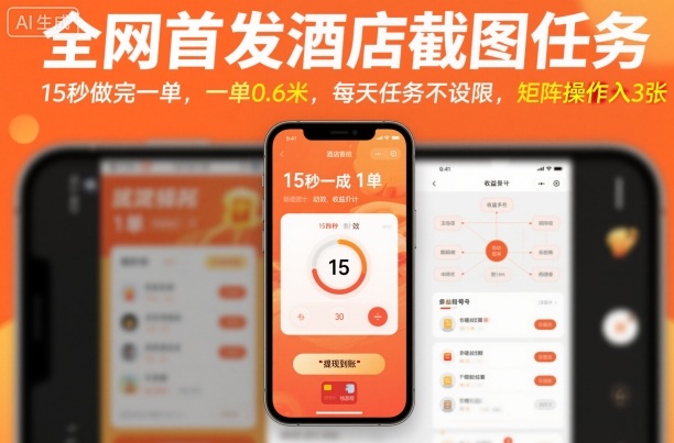 全网首发酒店截图任务，15秒做完一单，一单0.6米，每天任务不设限，矩阵操作日入3张【揭秘】——豪客资源创业项目网-豪客资源_豪客资源库