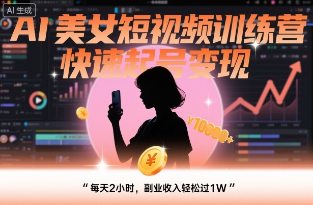 AI美女短视频训练营，快速起号变现，每天2小时，副业收入轻松过1W——豪客资源创业项目网-豪客资源_豪客资源库