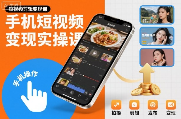 手机短视频变现实操课，短视频剪辑变现课——豪客资源创业项目网-豪客资源_豪客资源库