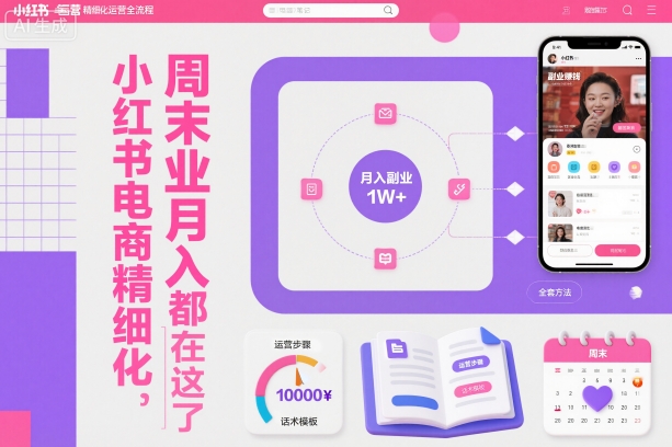 小红书电商精细化运营全流程，周末副业月入1W+，全套方法都在这了——豪客资源创业项目网-豪客资源_豪客资源库