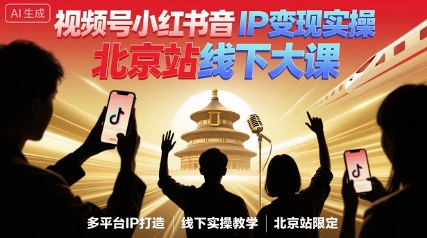 视频号小红书抖音IP变现实操北京站线下大课，40+行业短视频高变现姿势，100+IP高变现实操技术——豪客资源创业项目网-豪客资源_豪客资源库