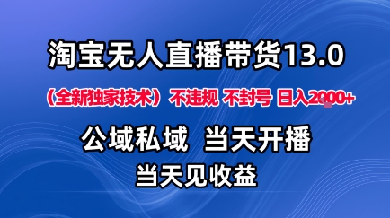淘宝无人直播13.0，公域私域技术，不封号，不违规布局下半年旺季赛道，日入1K+（独家技术）【揭秘】——豪客资源创业项目网-豪客资源_豪客资源库