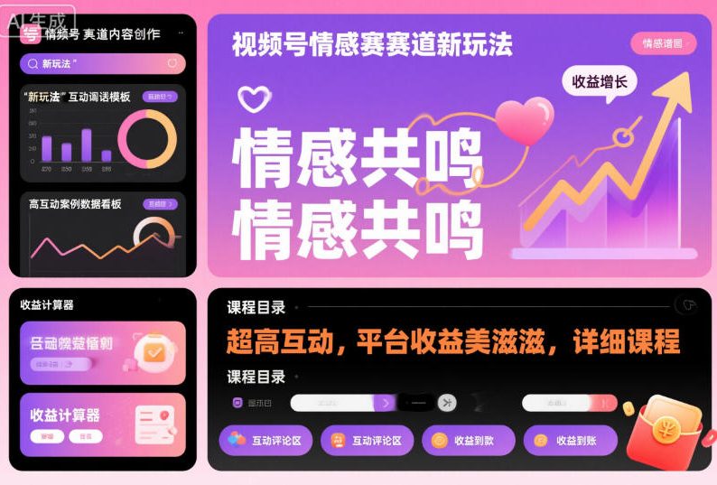 视频号情感赛道新玩法，超高互动，平台收益美滋滋，详细课程——豪客资源创业项目网-豪客资源_豪客资源库