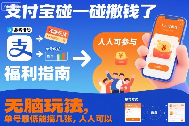 支付宝碰一碰撒钱了，无脑玩法，单号最低能搞几张，人人可以撸【揭秘】——豪客资源创业项目网-豪客资源_豪客资源库