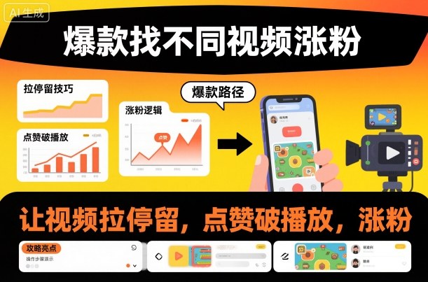 爆款找不同视频涨粉，让视频拉停留，实现点赞，破播放，涨粉——豪客资源创业项目网-豪客资源_豪客资源库