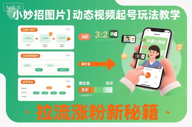 小妙招图片＋动态视频起号玩法教学，拉流涨粉新秘籍——豪客资源创业项目网-豪客资源_豪客资源库
