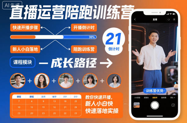 直播运营陪跑训练营，教你快速开播，新人小白快速落地实操——豪客资源创业项目网-豪客资源_豪客资源库