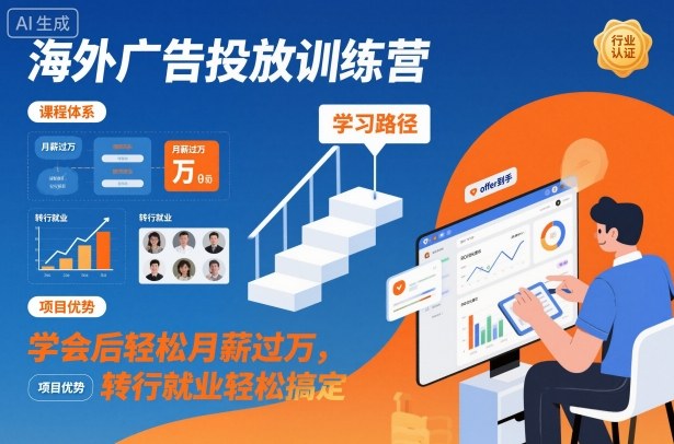 海外广告投放训练营，学会后轻松月薪过万，转行就业轻松搞定——豪客资源创业项目网-豪客资源_豪客资源库