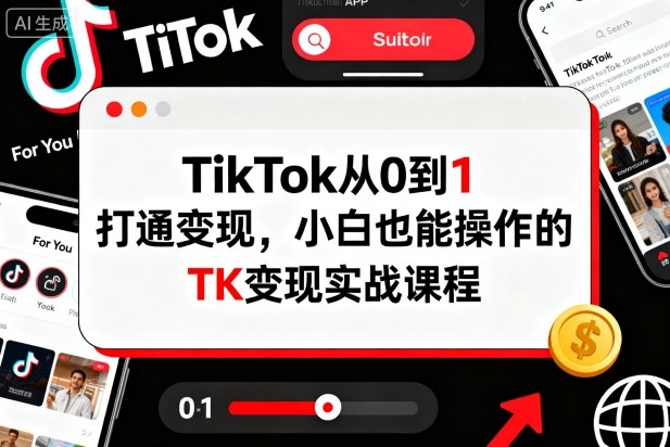 TikTok从0到1打通变现，小白也能操作的TK变现实战课程——豪客资源创业项目网-豪客资源_豪客资源库