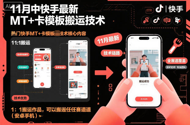 11月中快手最新MT+卡模板搬运技术，1：1搬运作品，可以搬运任何赛道（安卓手机）——豪客资源创业项目网-豪客资源_豪客资源库