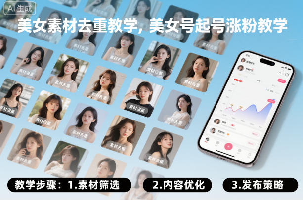 美女素材去重教学，美女号起号涨粉教学——豪客资源创业项目网-豪客资源_豪客资源库