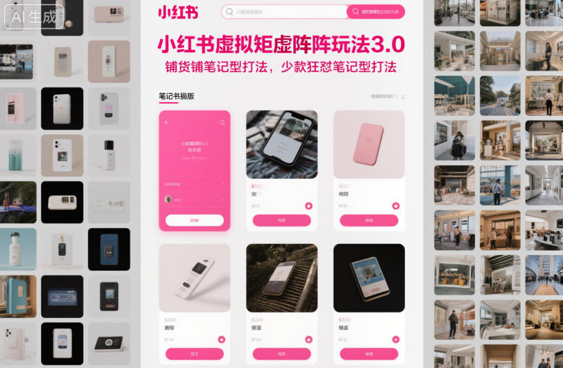 小红书虚拟矩阵玩法3.0，铺货铺笔记型打法，少款狂怼笔记型打法——豪客资源创业项目网-豪客资源_豪客资源库