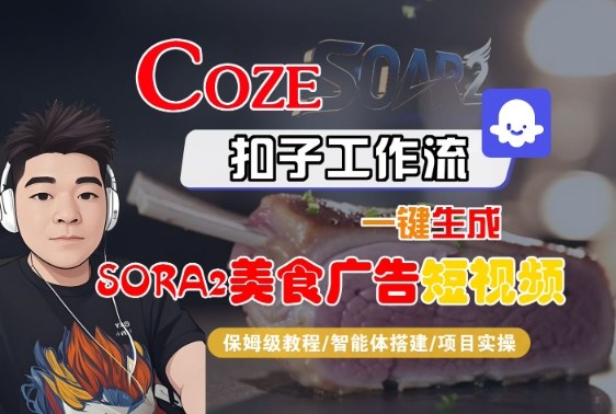 Coze扣子智能体工作流一键生成“SORA2美食广告“短视频，全流程保姆级教学——豪客资源创业项目网-豪客资源_豪客资源库