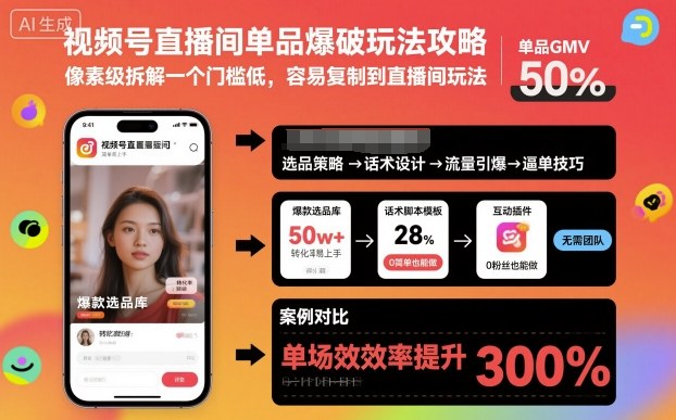视频号直播间单品爆破玩法攻略，像素级拆解一个门槛低，容易复制到直播间玩法——豪客资源创业项目网-豪客资源_豪客资源库