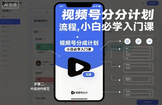 视频号分成计划实操流程，小白必学入门课——豪客资源创业项目网-豪客资源_豪客资源库