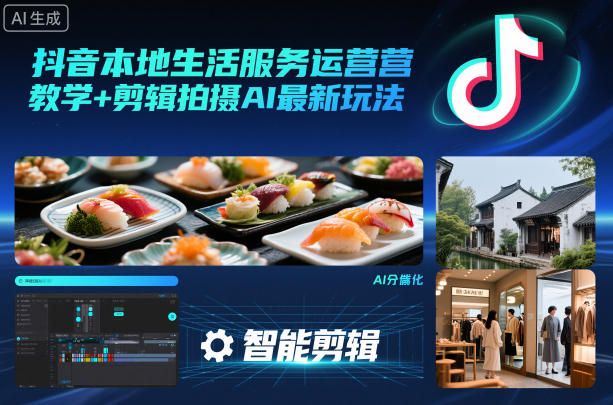 抖音本地生活服务运营教学+剪辑拍摄AI最新玩法——豪客资源创业项目网-豪客资源_豪客资源库