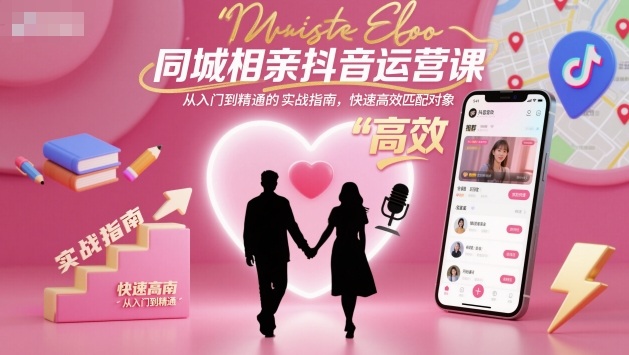 同城相亲抖音运营课，从入门到精通的实战指南，快速高效匹配对象——豪客资源创业项目网-豪客资源_豪客资源库