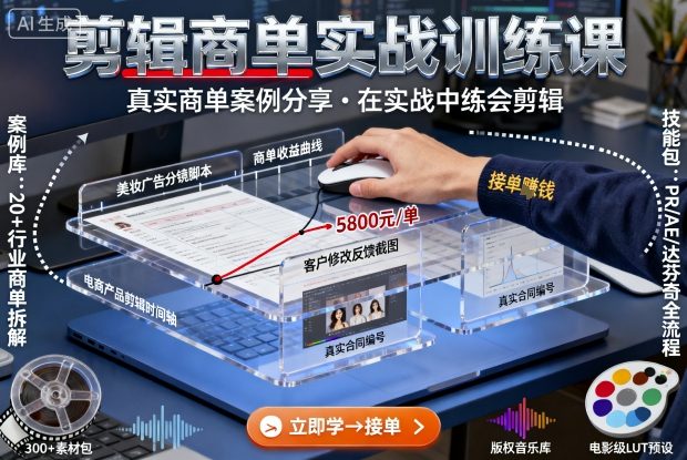 剪辑商单实战训练课，真实商单案例分享，在实战中练会剪辑——豪客资源创业项目网-豪客资源_豪客资源库