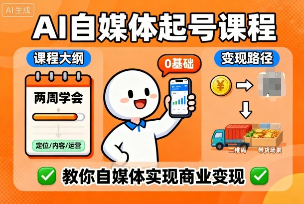 AI自媒体起号课程，0基础小白两周学会，教你自媒体实现商业变现——豪客资源创业项目网-豪客资源_豪客资源库