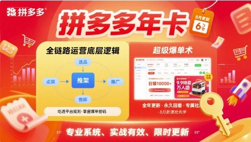 拼多多年卡，拼多多全链路运营底层逻辑，超级爆单术【更新10月】——豪客资源创业项目网-豪客资源_豪客资源库