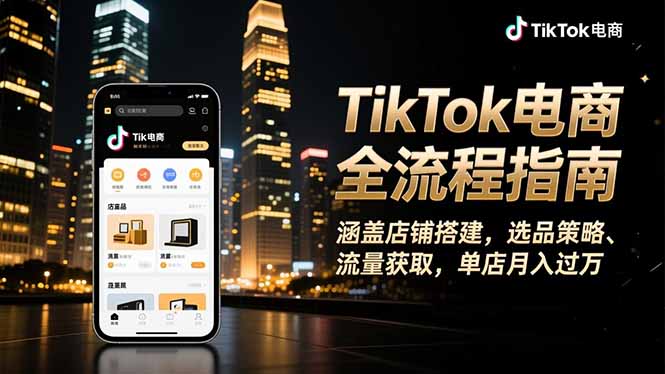 （16524期）TikTok电商全流程指南，涵盖店铺搭建、选品策略、流量获取，单店月入过万_豪客资源创业项目网-豪客资源_豪客资源库