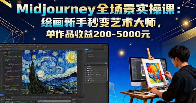 （16125期）Midjourney全场景实操课：绘画新手秒变艺术大师，单作品收益200-5000元_豪客资源创业项目网-豪客资源_豪客资源库