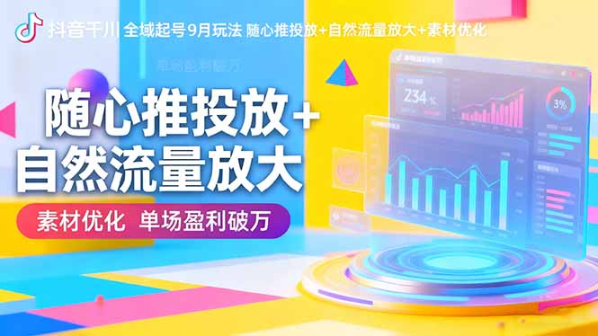 （16405期）抖音千川全域起号9月玩法 随心推投放+自然流量放大+素材优化 单场盈利破万_豪客资源创业项目网-豪客资源_豪客资源库