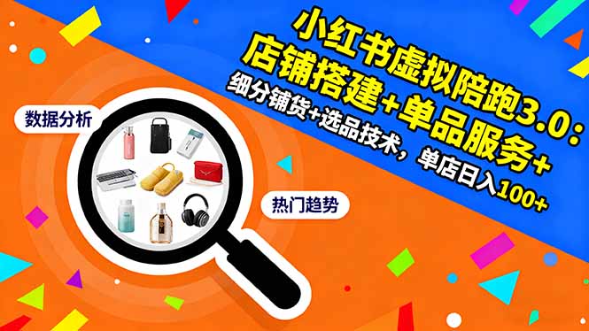 （16451期）小红书虚拟陪跑3.0：店铺搭建+单品服务+细分铺货+选品技术，单店日入100+_豪客资源创业项目网-豪客资源_豪客资源库