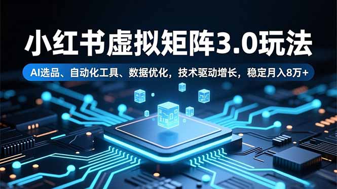 （16656期）小红书虚拟矩阵3.0玩法，AI选品、自动化工具、数据优化，技术驱动增长，稳定月入8万+_豪客资源创业项目网-豪客资源_豪客资源库
