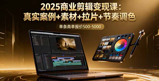 （16130期）2025商业剪辑变现课：真实案例+素材+拉片+节奏调色，单条商单报价500-5000_豪客资源创业项目网-豪客资源_豪客资源库