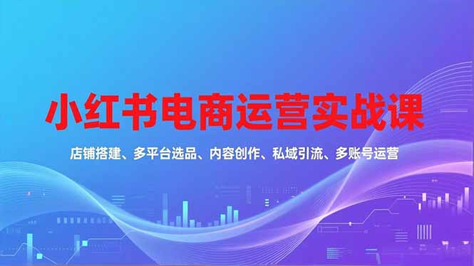 （16695期）小红书电商运营实战课，店铺搭建、多平台选品、内容创作、私域引流、多账号运营等玩法_豪客资源创业项目网-豪客资源_豪客资源库
