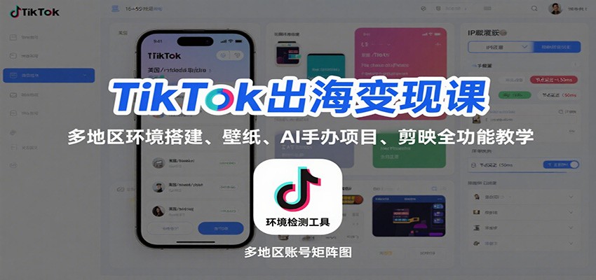 TikTok出海变现课：多地区环境搭建、壁纸、AI 手办项目、剪映全功能教学_豪客资源创业网-豪客资源_豪客资源库