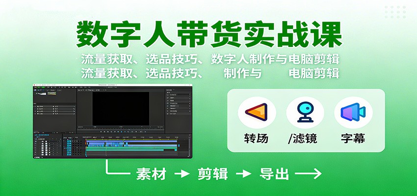 数字人变现实战课：流量获取、选品技巧、数字人制作与电脑剪辑_豪客资源创业网-豪客资源_豪客资源库