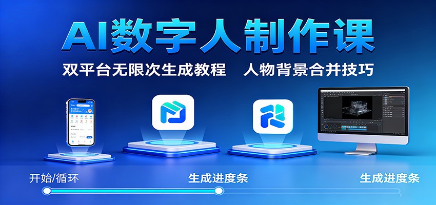 AI数字人制作课：双平台无限次生成教程，人物背景合并技巧_豪客资源创业网-豪客资源_豪客资源库