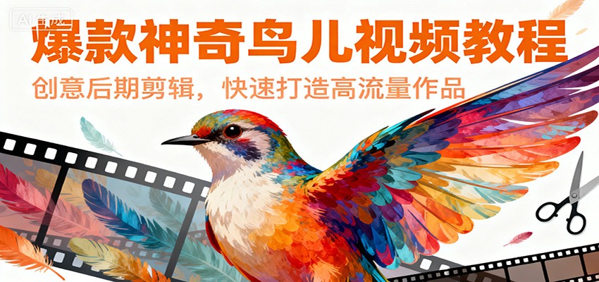 爆款神奇鸟儿视频教程，创意后期剪辑，快速打造高流量作品_豪客资源创业网-豪客资源_豪客资源库