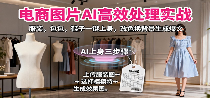 电商图片AI高效处理实战，服装，包包，鞋子一键上身，改色换背景生成爆文_豪客资源创业网-豪客资源_豪客资源库