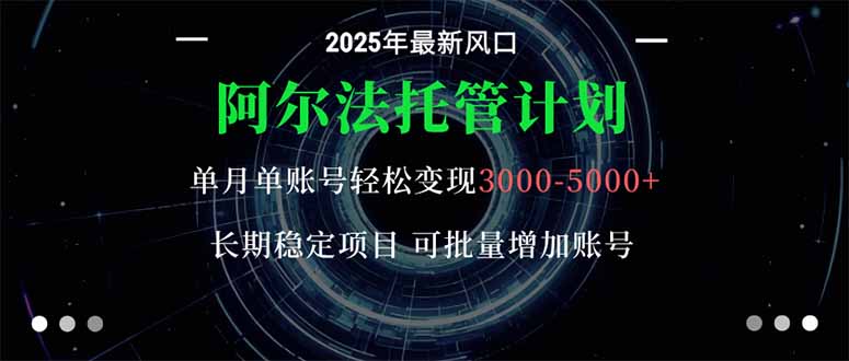 （16360期）阿尔法托管计划 单账号月入3000-5000，长期稳定项目，新手小白轻松上手。_豪客资源创业项目网-豪客资源_豪客资源库